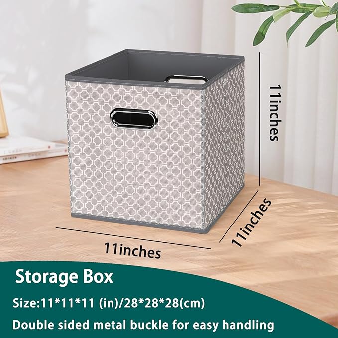 Fabric storage bins Cubes, Fabric Cube Organizer with Handle, Foldable Cube Bins for Cloth or Accessary Storage, 11x11x11, Se