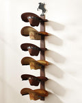 Cowboy Hat Rack for Wall – 3-Piece Wooden & Metal Western Hat Holder, Rustic Rider Sign Decor, Holds up to 6 Hats, Wall Mount