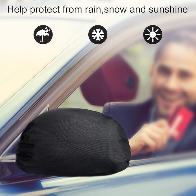 Side View Mirror Cover Auto Rearview Protection Cover Snow Ice Mirror Covers Exterior Rear View Accessories Universal Size for Cars, Black (4 Pieces)