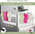 CINPIUK Water Bottle Organizer Holder, Magnetic Mug Hook Storage for Stanley & Large Tumbler, Space Saving Wall Mount Mug Org