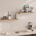 Ballucci Floating Shelves, 24" Wood Wall Shelf Set of 2, Invisible Brackets Floating Shelf Bathroom Wall Decor, Living Room, 