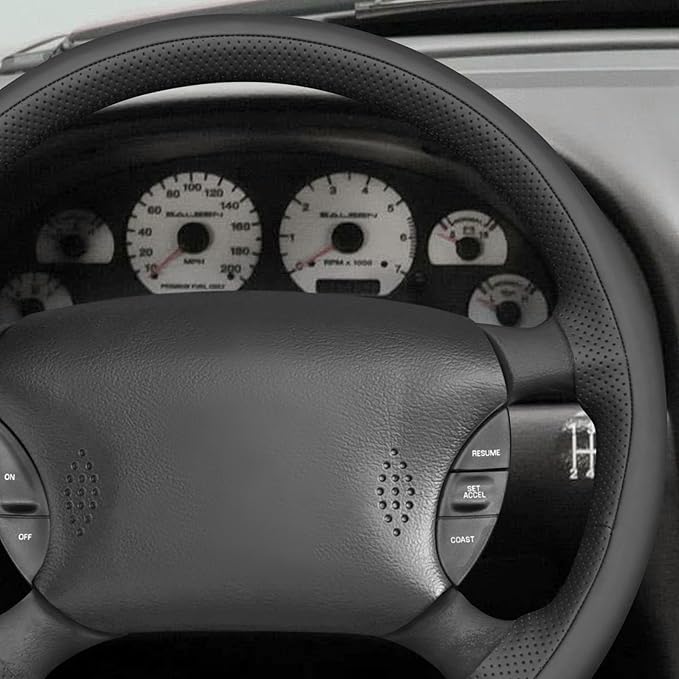 MEWANT Hand Sewn 3D Style Steering Wheel Cover Wrap for Ford Mustang 1994-2004 Steering Wheel Accessories for Ford Mustang 1994-2004