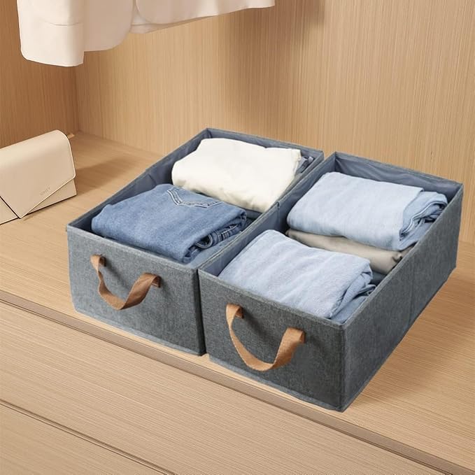 Fordonral Pack of 3 Large Capacity Storage Bins Closet Organizer System, Sturdy Foldable Storage Boxes for Organizing Clothin