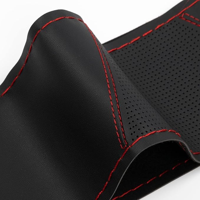 AUTOXBERT Sports Style Hand Sew Steering Wheel Cover Microfiber Leather Car Auto Steering Wheel Cover Stitch on Wrap for Cars