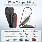 Veharvim Sunglass Holder for Car (2 Pack, One-Handed Operation, Gentle & Secure Hold, Silicone Padded, Universal Fits Sunglass and Car Visor) - Sunglasses Clip for Car Visor (Black & Red, 2 Pack)