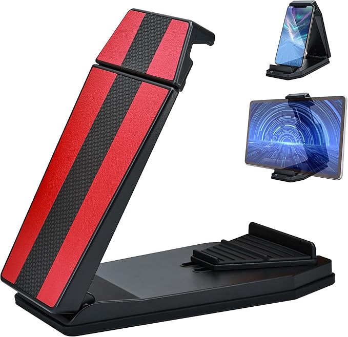 Dashboard Phone Mount Holder for Garmin Nuvi Tomtom Magellan Navigation iPhone iPad Galaxy Yoga Android Tablet PC Fits 4.3"-10.1" GPS & Smartphone Anti-Skid Friction Clamp Mount (Red)