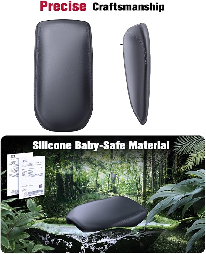 for 2023~2026 Honda HR-V 2-in-1 Silicone Center Console Armrest Cover& Armrest Hidden Privacy Tray - [OEM Design& Friendly Liquid Silicone Rubber] - Thin Black