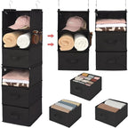 GRANNY SAYS 6-Shelf Hanging Closet Organizers and Storage, Separable to 2 Pack 3-Shelf Closet Hanging Organizer with 3 Drawer