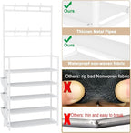 OYREL Shoe Rack 5 Tier Shoe Organizer Storage 15-20 Pairs Shoes Rack for Closet Entrance Shoe Rack Organizer with Hooks and S