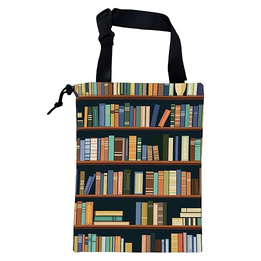 Car Trash Bag Books on Shelves Leak-Proof Car Garbage Bag with Drawstring Foldable Canvas Trash Bin with Adjustable Buckle for Car Accessories