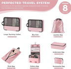 8-Piece Compression Packing Cubes for Travel, Stylish Luggage Organizer Set for Women, Space Saving Travel Essentials, Perfec