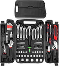 TLGREEN 95 Piece Tool Set, Tool Kit, Mechanics Tool Set, Portable Toolbox with Adjustable Wrench Pliers Socket Bits, with Pla