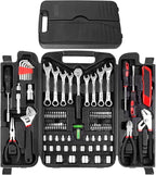 TLGREEN 95 Piece Tool Set, Tool Kit, Mechanics Tool Set, Portable Toolbox with Adjustable Wrench Pliers Socket Bits, with Pla