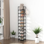 LANTEFUL Tall Narrow Shoe Rack for Entryway, 10-Tier Sturdy Metal Shoe Shelf Storage 10-15 Pairs of Shoes and Boots, Space Sa