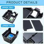 TOPINSTALL 2-Layer Trays Compatible with 2025 2026 Ford Bronco 4 Doors Automatic Transmission ONLY, Full Size Bronco Center Console Organizer (Not for Manual Transmission & 2 Doors & Bronco Sport)