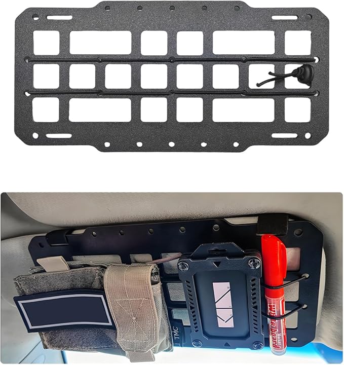 Car Rigid MOLLE Panel, Sun Visor Panel Holster Tactical Gear Holder MOLLE EDC Organizer, Rigid Panel Frame Modular Storage Pouch for Auto Visor, Car Accessories