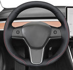 MEWANT Hand Stitched Steering Wheel Cover for Tesla Model 3 2017-2023 / Model Y 2020-2023 for Tesla Model 3/Y Accessories