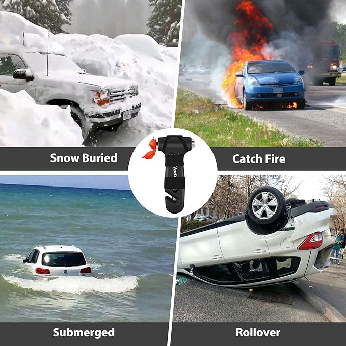 Car Safety Hammer, 3-in-1 Emergency Escape Tool with Window Breaker and Seat Belt Cutter, Safety Emergency Car Escape Tool fo