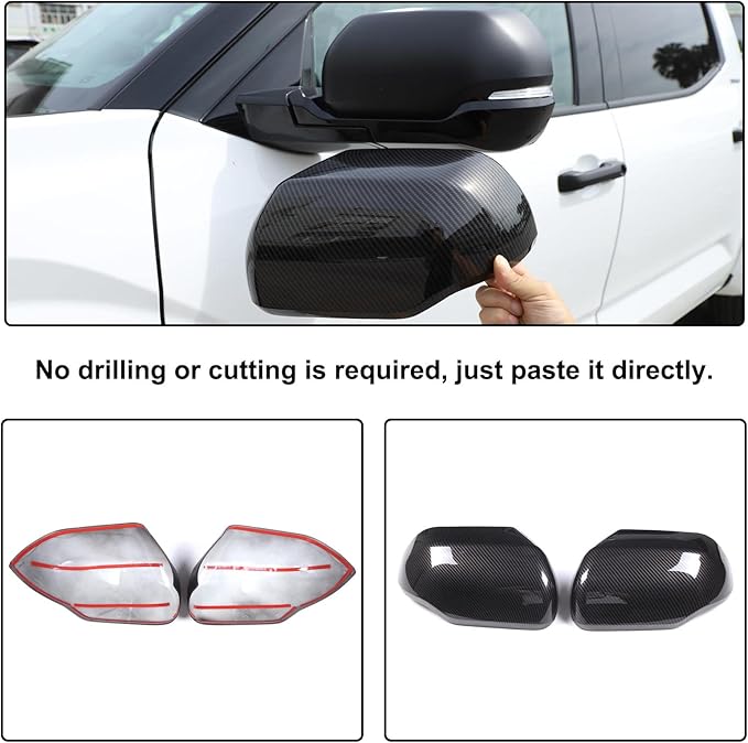 Car Door Rear View Mirror Cap Trim Cover Compatible with Toyota Tundra/Sequoia 2022-2025 Outside Side Rearview Mirror Protector Decoration ABS Accessories, Only Fit With Turn Signal Lights Version