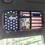 American Flag Car Sun Visor Organizer,Multi-Pocket Visor Organizer Storage Pouch with Double Zippers Document Holder for Insurance, Pen, Chapstick