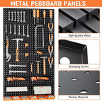 INCLY 48x24 Inch Metal Peg Board Kit with 1/4" Pegboard Hooks Accessories, 4PCS Pegboard Panels and 156PCS Black Pegboard Wal