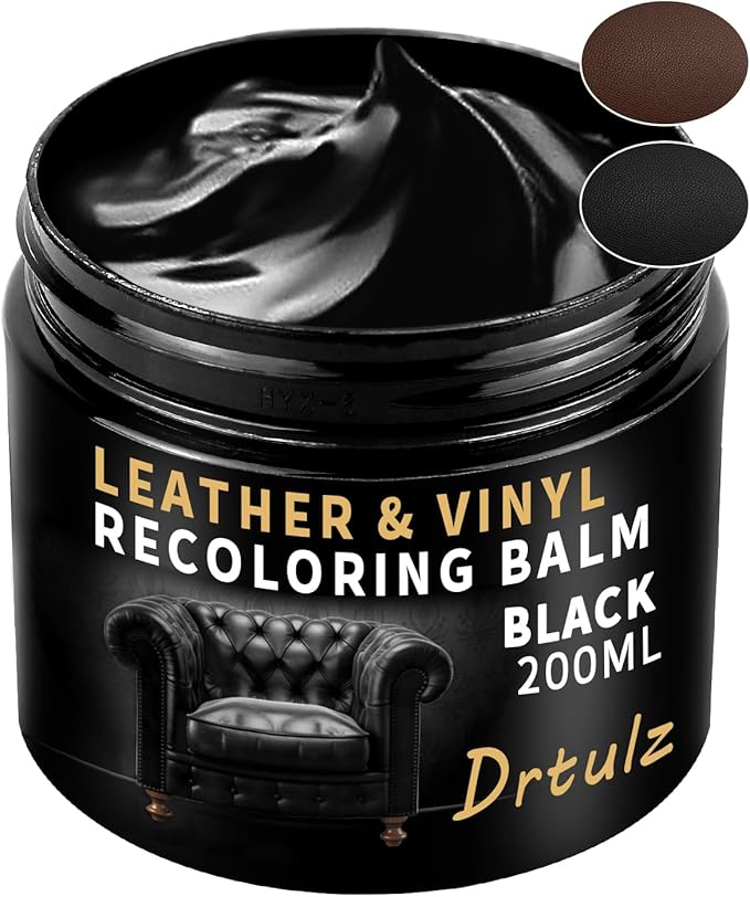 Black Leather Recoloring Balm, Leather Repair Kit for Furniture, Leather Scratch Remover, Leather Color Restorer for Couch, C