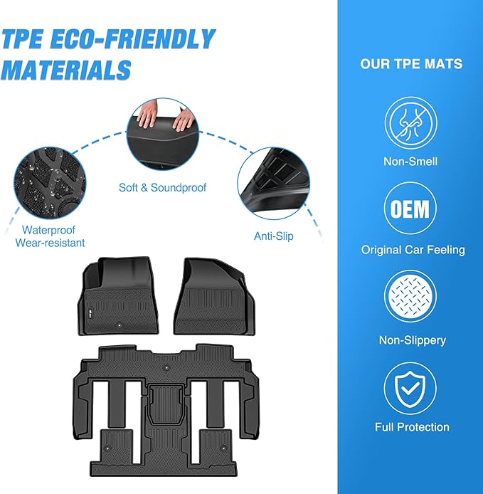 Nilight Floor Mats for Chevy Traverse 2009-2017/2008-2017 Buick Enclave / 2007-2010 Saturn Outlook / 2007-2016 GMC Acadia All Weather Custom Fit Heavy Duty Floor Liners