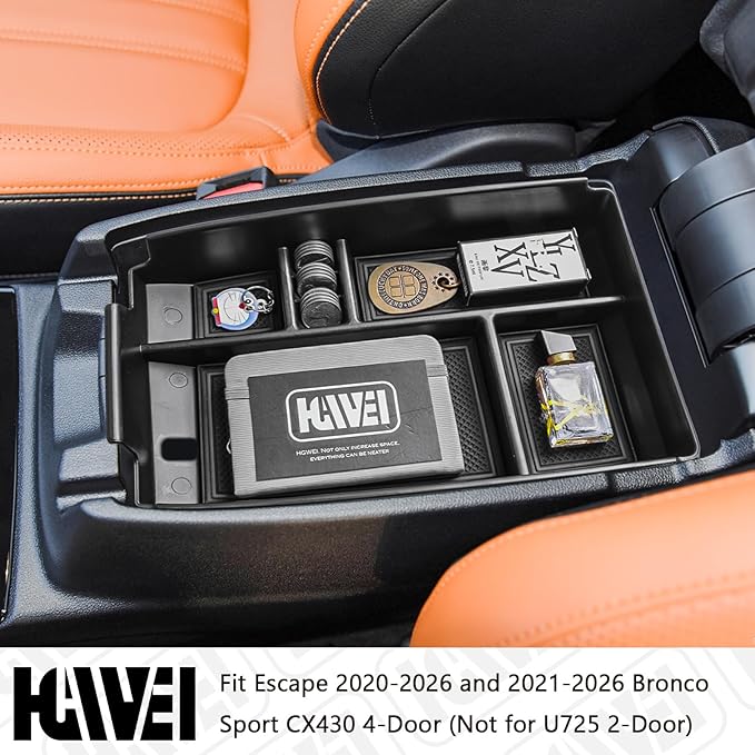 Center Console Organizer Tray Compatible with Ford Escape 2020-2026/Bronco Sport 2021-2026 Accessories, Insert Container ABS 