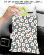Car Garbage Can, Car Trash Bag, Car Garbage Bag, Hanging Car Trash Can for Car Accessories, Vehicle, Travelling, Camping, Cute Car Back Seat Organizer, Cute Grey Flowers