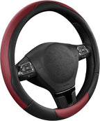 Road Comforts Steering Wheel Cover, Breathable Anti-Slip Leather Steering Wheel Cover, Universal Fit 14.5–15 Inch, Comfortabl
