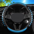 Car Leather Steering Wheel Cover - Carbon Fibre Material, Universal 14.5-15 Inch Leather Anti-Slip Breathable Auto Steering W