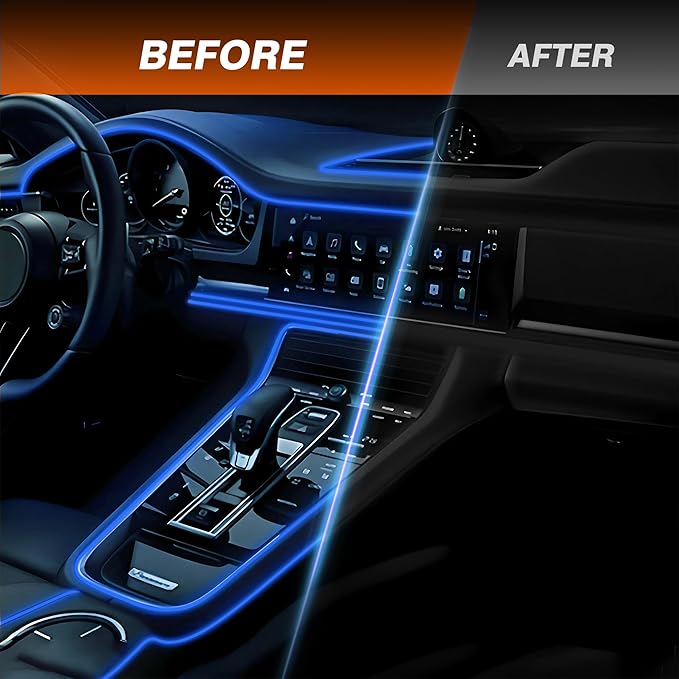 Interior Car LED Strip Lights, RGB 10-in-1 16 Million Colors Ambient Lighting Kit with 470 inches Fiber Optic Wireless APP & Remote Control Music Sync