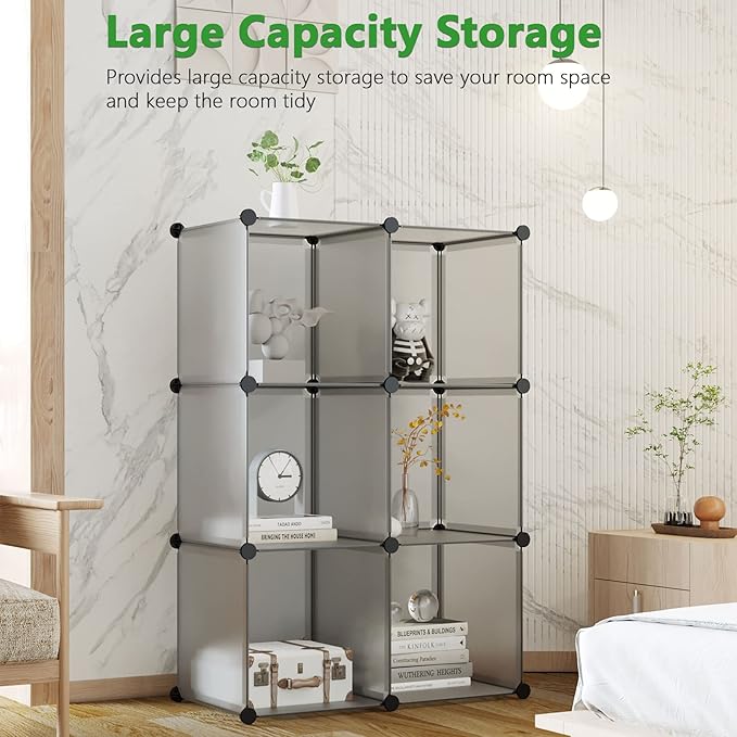 C&AHOME Cube Storage Organizer, 6-Cube Shelves Units, Closet Cabinet, DIY Plastic Modular Book Shelf, Ideal for Bedroom, Livi
