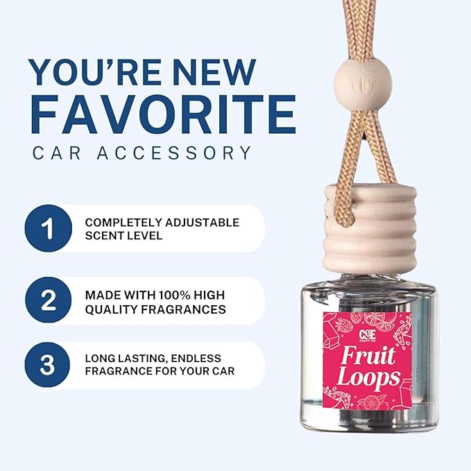 CE Craft Hanging Car Air Freshener – Fragrance Oil Diffuser with Essential Oils – Long-Lasting Aromatherapy Scents for Automo