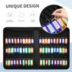 Fireproof and Waterproof Portable Zippered Key Case,60 Key Hooks Key Organizer with Key Tags,Portable Manager Zipper Key Bind