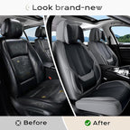 Coverado Seat Covers Full Set, 5 Seats Seat Covers for Cars, Waterproof Nappa Leather Car Seat Covers with Head Pillow, Seat 