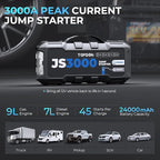 JS3000 12V 3000A Battery Booster Jump Starter Pack for Up to 9L Gas/ 7L Diesel Engines, Portable Car Battery Charger with