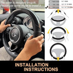 PINCTROT Large Size Race Grip Steering Wheel Cover, Anti Slip Silicone Perforated Design with Soft Touch Padding, Enhanced Grip for Sporty Driving 15.5-15.75 Inch (Racing Black)
