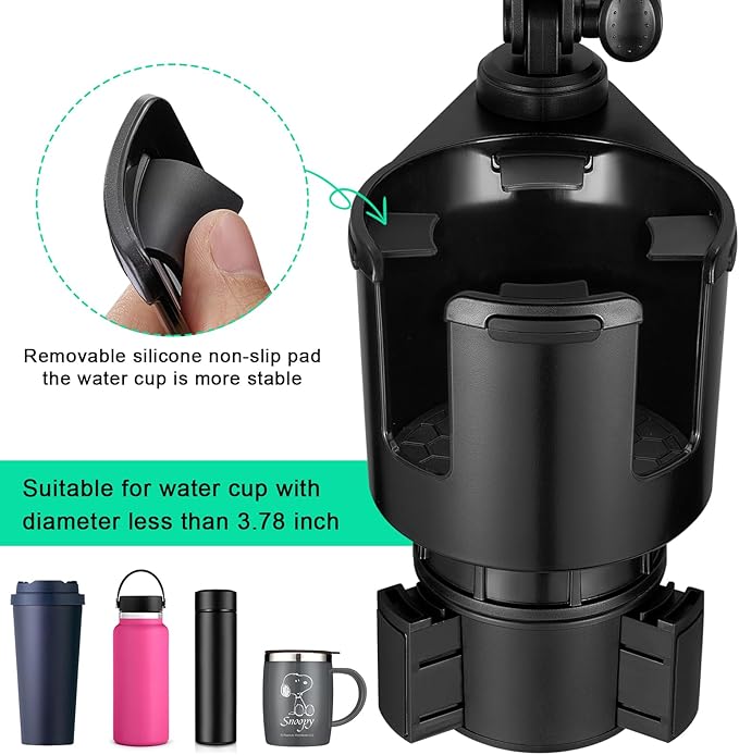 This Hill Car Cup Holder Expander 2-in-1 with Adjustable Base & 360° Rotating Phone Mount, Compatible with iPhone 17 Pro Max 