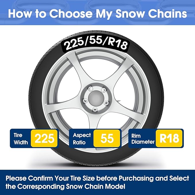 Auto-Fixing Snow Chains, 30s Quick Fit Easy Installation Tire-Chains, Portable Reusable High Carbon Steel Anti Slip Tire Chai