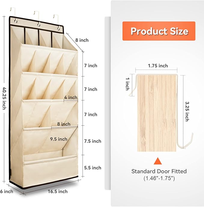 FENTEC 1 Pack Over the Door Shoe Organizers, Hanging Shoe Organizer with Large Deep Pocket Shoe Holder for Closet Shoes Rack 