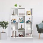 SUPER DEAL 12-Compartment Open Shelf Bookcase, 47 inch Wide Cube Storage Cabinet Wood Cubical Bookshelves Display Unit with 6