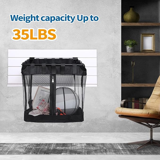 2Pcs Large Slatwall Baskets Mesh Slatwall Baskets with Zipper Mounted Storage Baskets Hanging Slatwall Accessories for Shops 