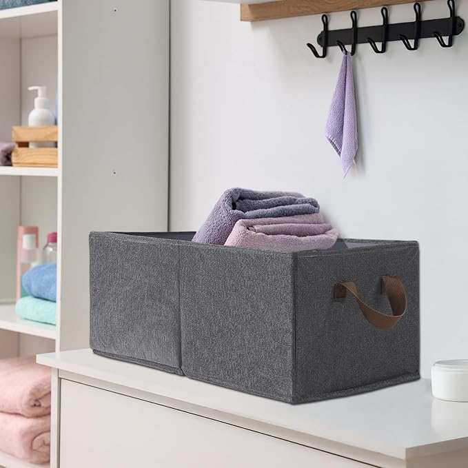 Large Fabric Storage Basket,3 Pack Collapsible Closet Organizers and Storage,Storage Bins for Clothes,Toys,Shelves,18"×11"×8"
