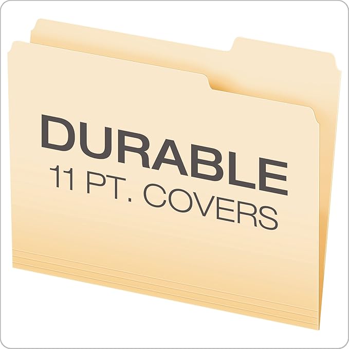 Pendaflex File Folders,Letter Size,8-1/2" x 11",Classic Manila,1/3-Cut Tabs in Left,Right,Center Positions,100 Per Box (65213