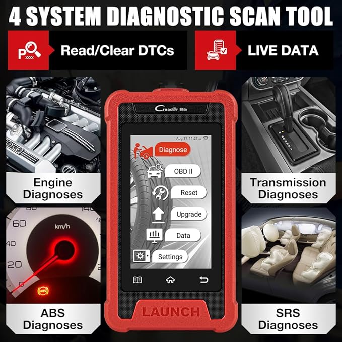LAUNCH Elite ABS Bleeding Scan Tool,Engine Transmission ABS SRS OBD2 Scanner Diagnostic Tool,Throttle Reset Code