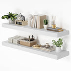 Heimlove 12" Deep Floating Shelves for Wall, 48W x 12D Inch Shelf Bathroom Shelves Set of 2, Mounted Shelves for Books Living