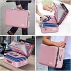 DocSafe Fireproof Document Box with Lock＆Shoulder Strap,Hard Case File Organizer with Accordion File Folder,Multi-Layer Porta