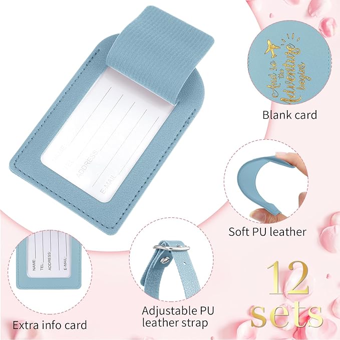 Amylove Bulk Luggage Tags Wedding Favors Adventure Begins Luggage Tags for Guests Travel Tag for Suitcase Bridal Gift 24 Pack