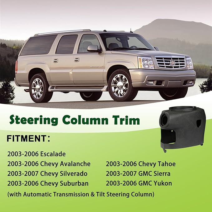 Upper & Lower Steering Column Trim Cover Kit Compatible with 2003-2007 Chevy Silverado Suburban Tahoe GMC Sierra Yukon Replaces 26089140